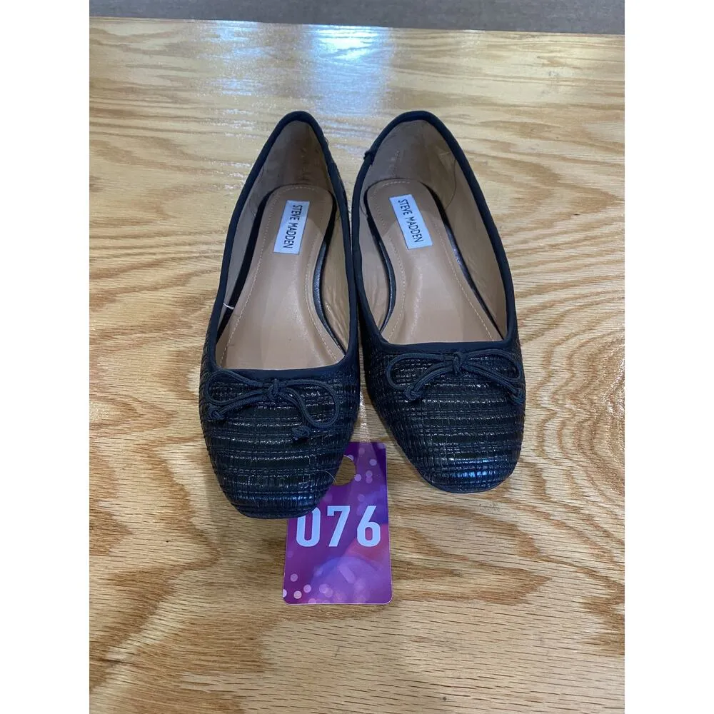 Steve Madden Women's 8 M Black Slip-On Round Toe Comfort Bow Ballet Flats - Image 2