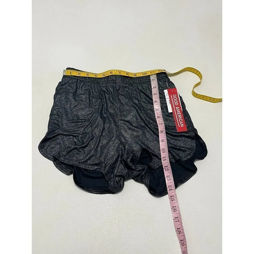Good‎ American Women's The Running Short Moonlight Metallic Sparkle Black 0 XS - Image 5