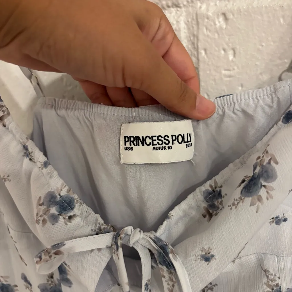 Princess Polly California Dream Mini Dress Blue / Floral - Image 6