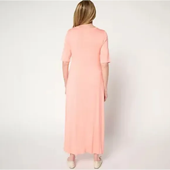 Belle by Kim‎ Gravel Regular Rayon Spandex Elbow Sleeve Maxi Dress Orange Size undefined - Image 2