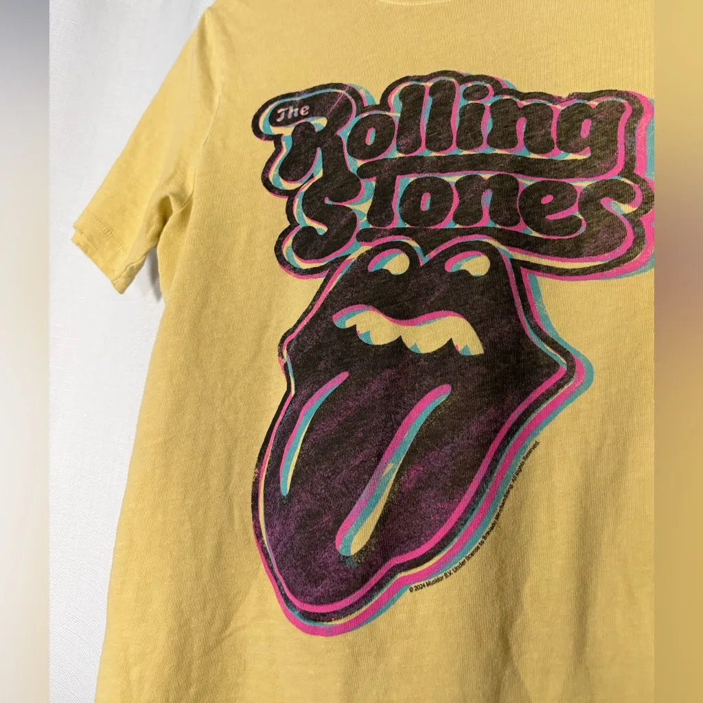Junk Food Clothing Unisex Yellow The Rolling Stones Graphic Vintage Tee XS - Image 5