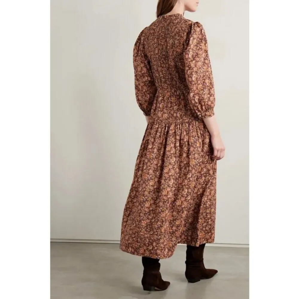💕DOEN💕 Philana Dress ~ Mulberry Vine Floral Print Large L NWT Brown - Image 2