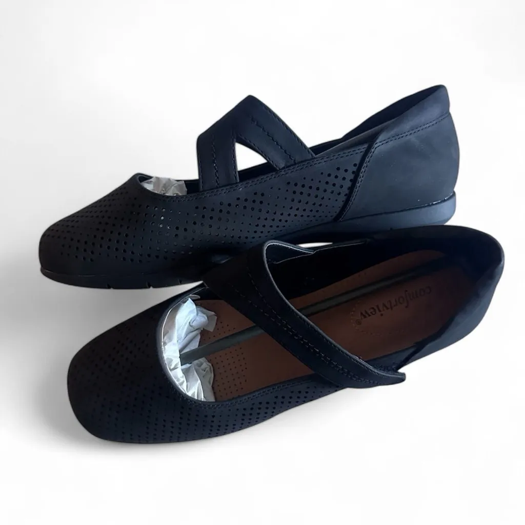 NWT Comfortview Black Perforated Mary Jane Flats Size 8 | Cross Strap | Giftable - Image 7