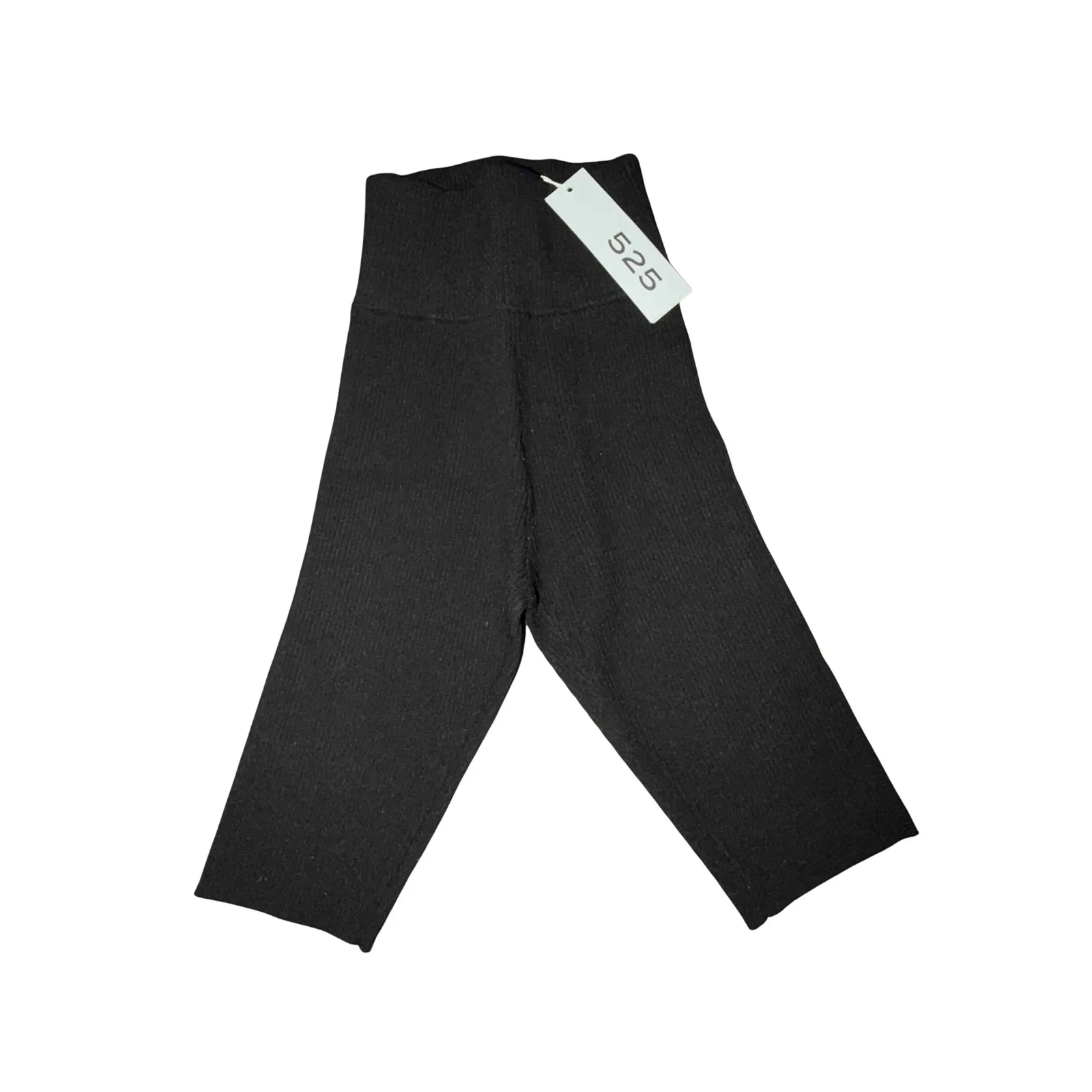 525 America Born in Brooklyn Black Ribbed Knit Cropped Pants, Size XS, NWT - Image 7