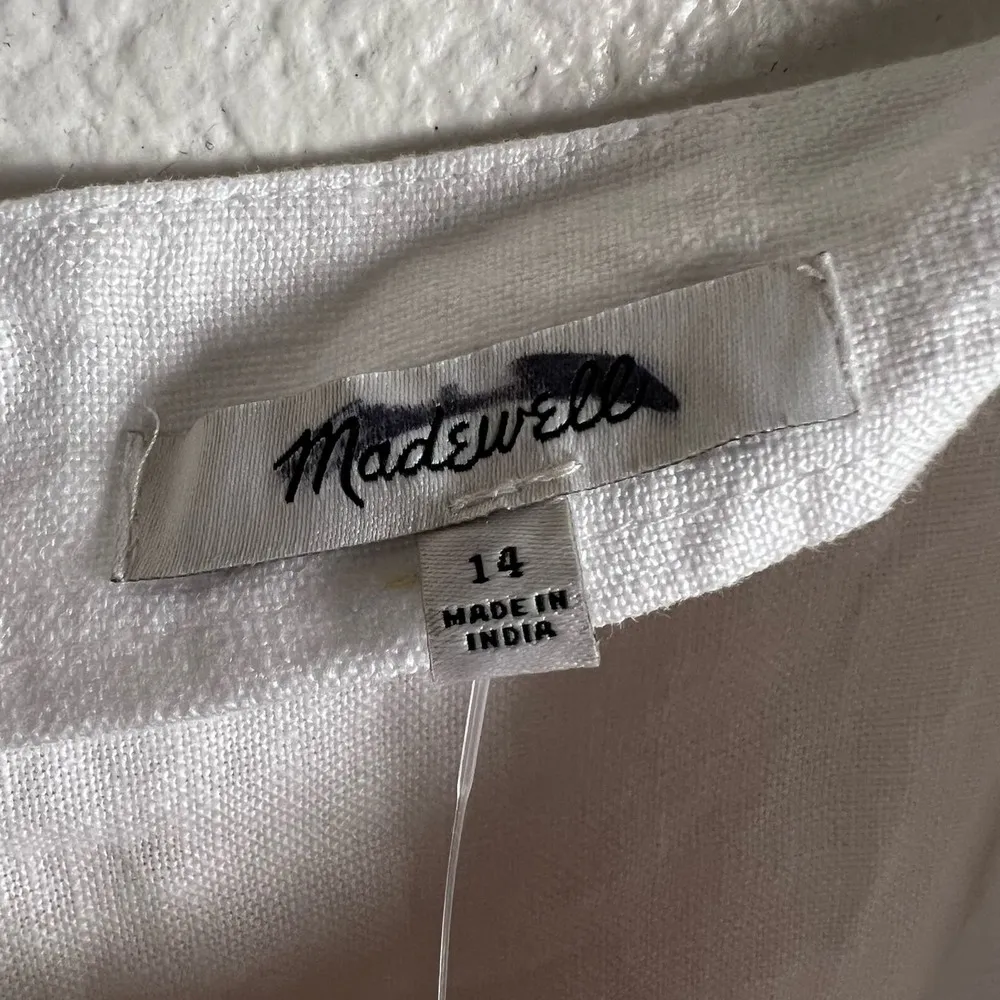 Madewell Goldie White Linen Square Neck Sleeveless Midi Dress Size 12 - Image 6