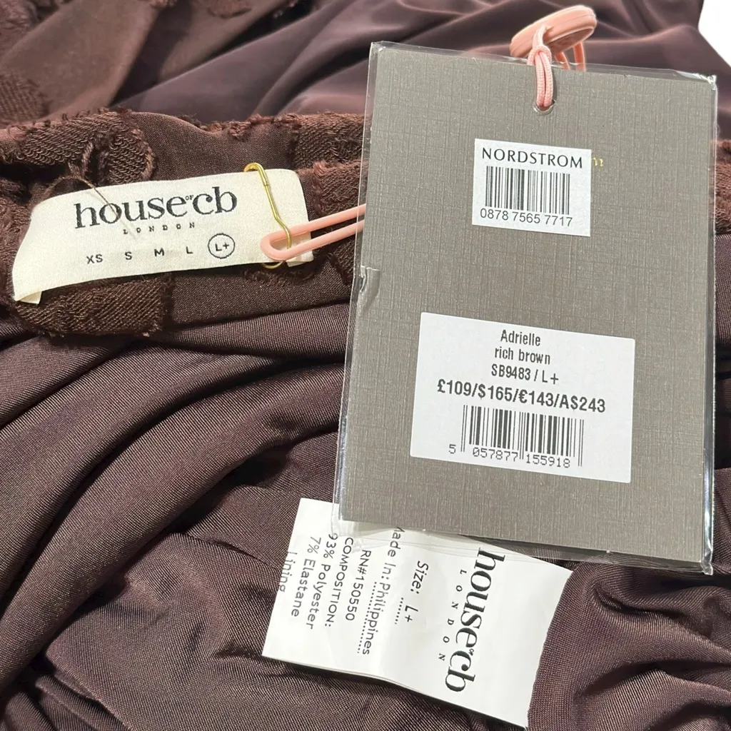 HOUSE OF CB Adrielle Jersey Burnout Maxi Skirt, Cocoa, L+ - Image 10