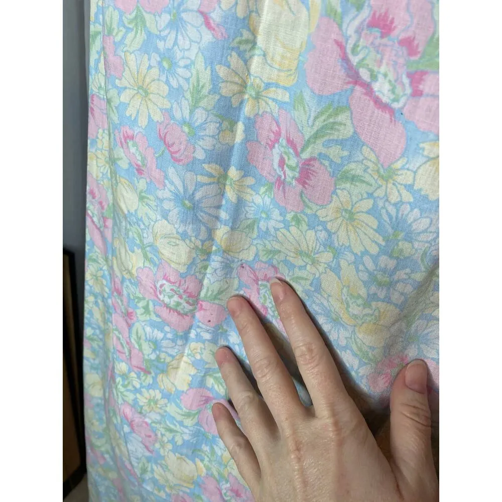 Frolicking dress Vintage floral housecoat pastel pink blue yellow Size L - Image 6