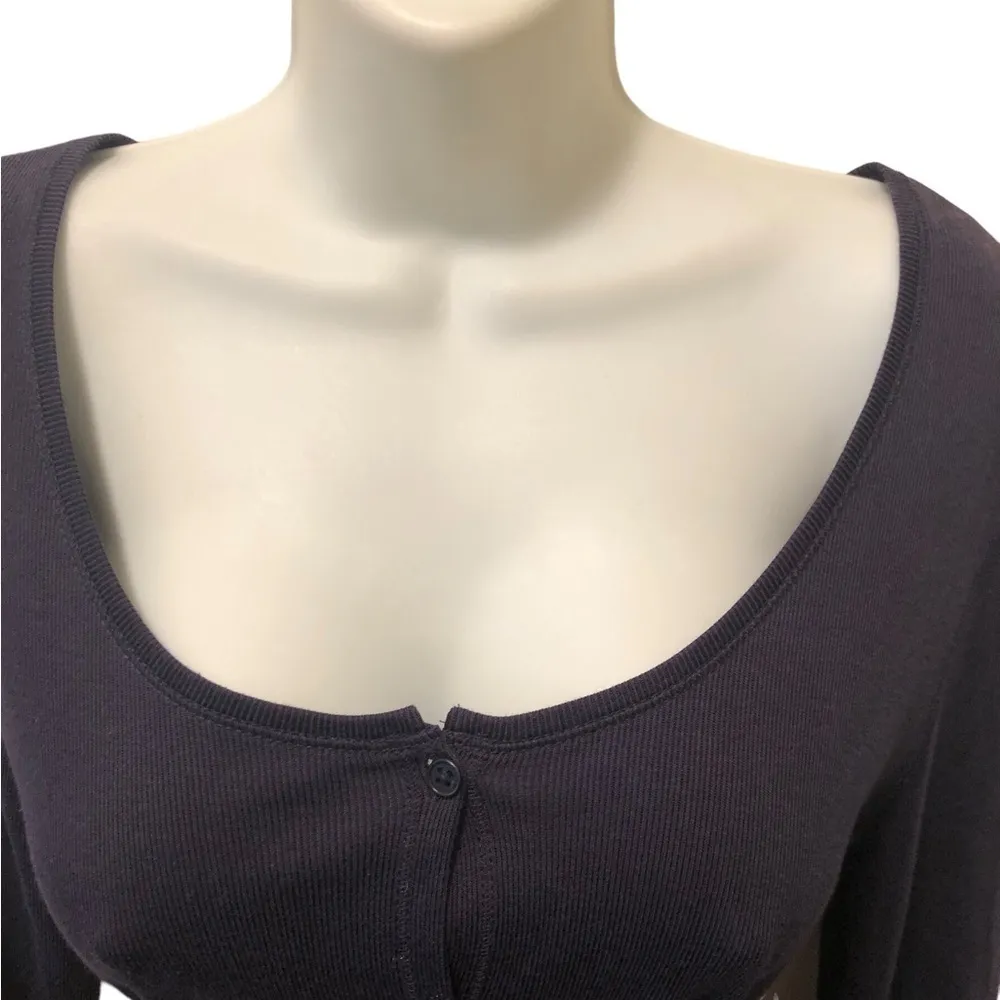 VTG Lauren Ralph Lauren Ribbed Navy Tee Dress Sz M Midi 3/4 Sleeve Casual Fall - Image 5