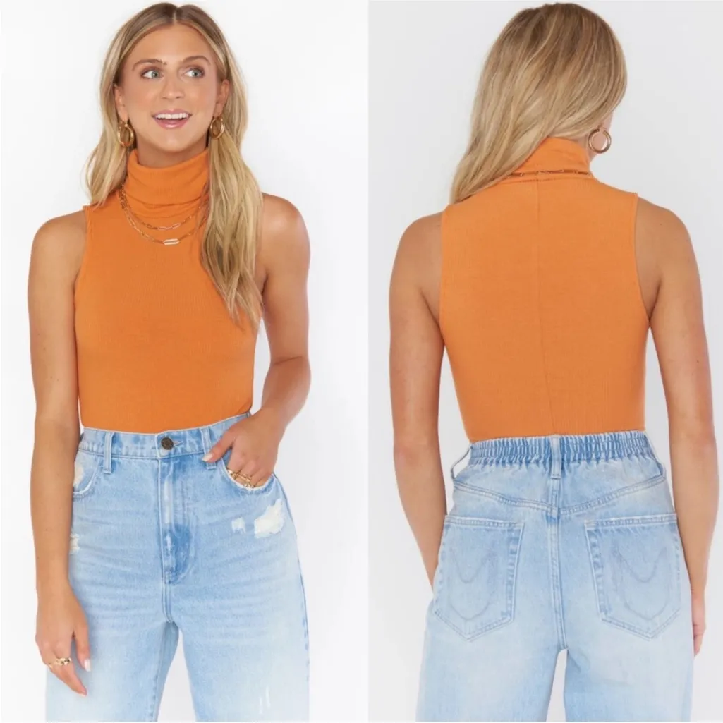 🎅 3/$15 SALE Show Me Your Mumu Orange Turtleneck Bodysuit - Small - Image 3