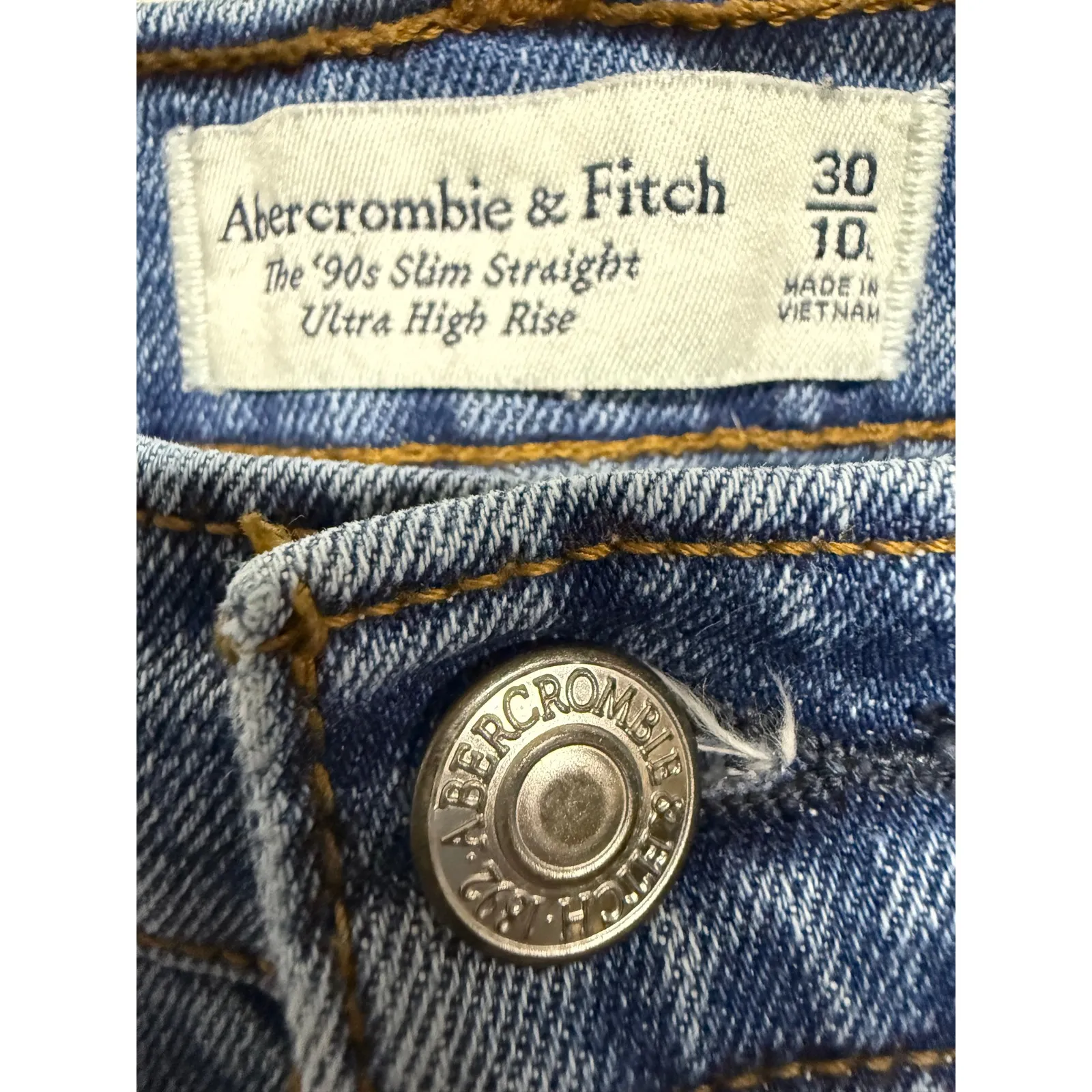 ABERCROMBIE & FITCH 90's Slim Straight Ultra High Rise Jeans Women 10/30L - Image 5