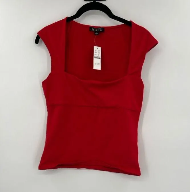 J Crew Squareneck cap-sleeve top in stretch cotton blend - Image 3