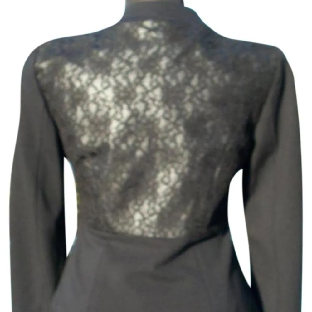 Cache Black Lined Hidden Zipper Elaborate Lace Back Top Jacket New $188 NWT - Image 4