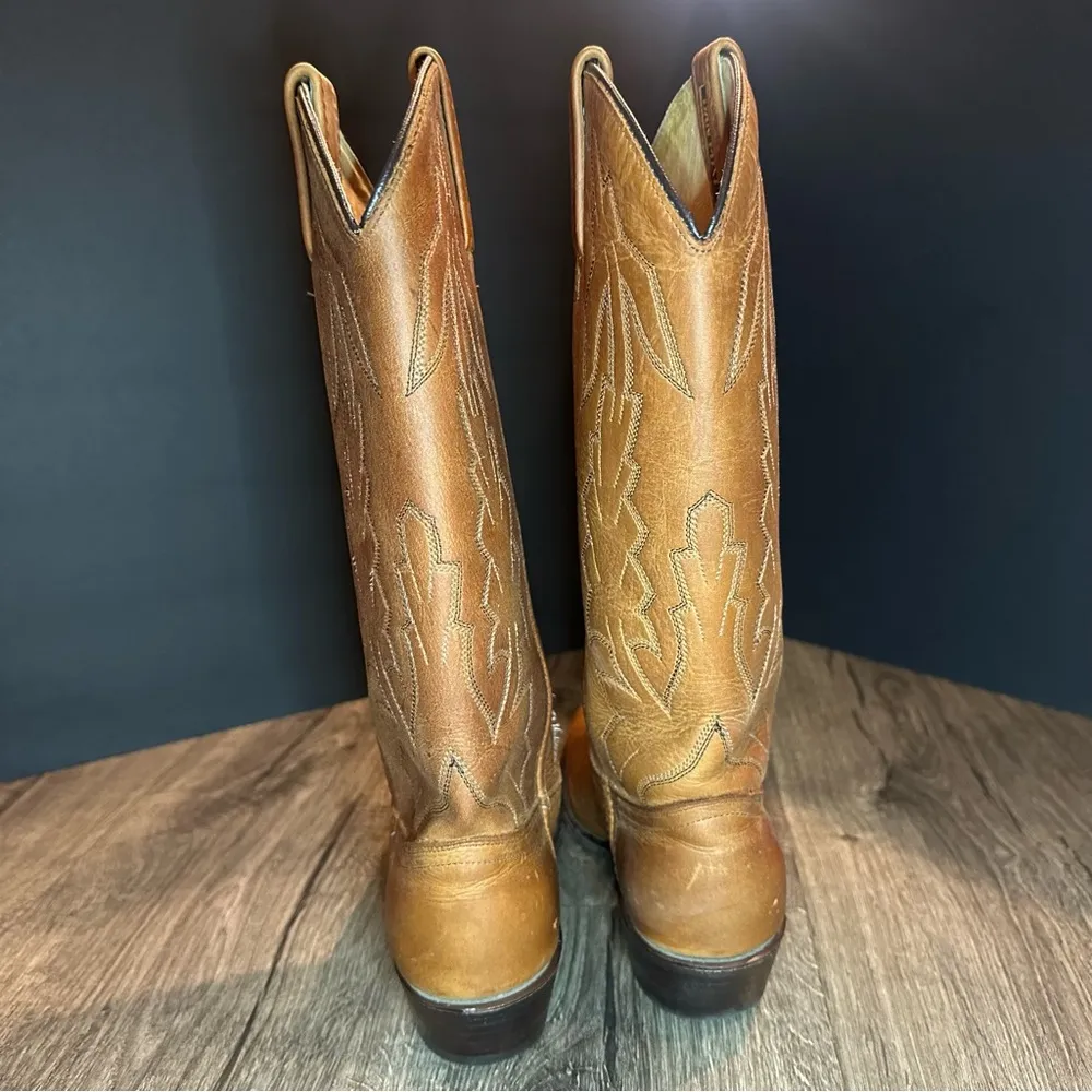 Dan Post  Vintage Brown Leather Cowboy Boots Women's 7.5 M Western Cowgirl Rodeo - Image 9