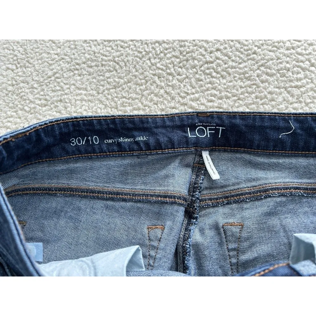Ann Taylor LOFT Mid-Rise Curvy Skinny Ankle Jeans Blue Medium Wash Size 30/10 - Image 5