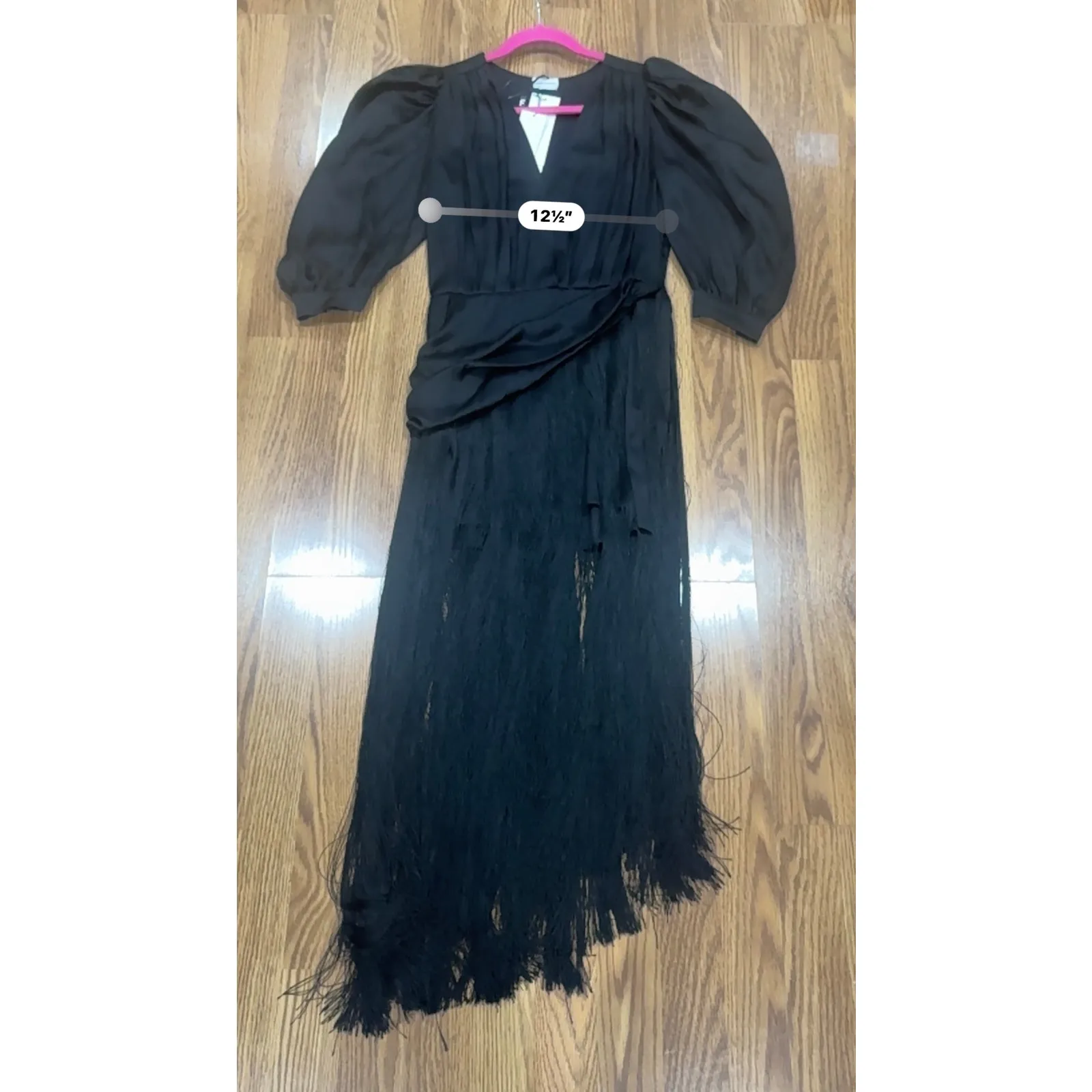 MAGDA BUTRYM Wels Black Asymmetric Layered Fringed Silk - Image 6