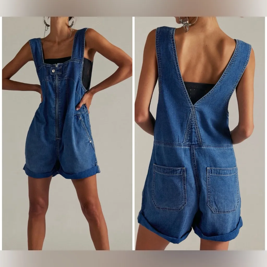 NWT Free People We The Free Jude Shortalls - Mid Indigo Blue - XS - Image 2