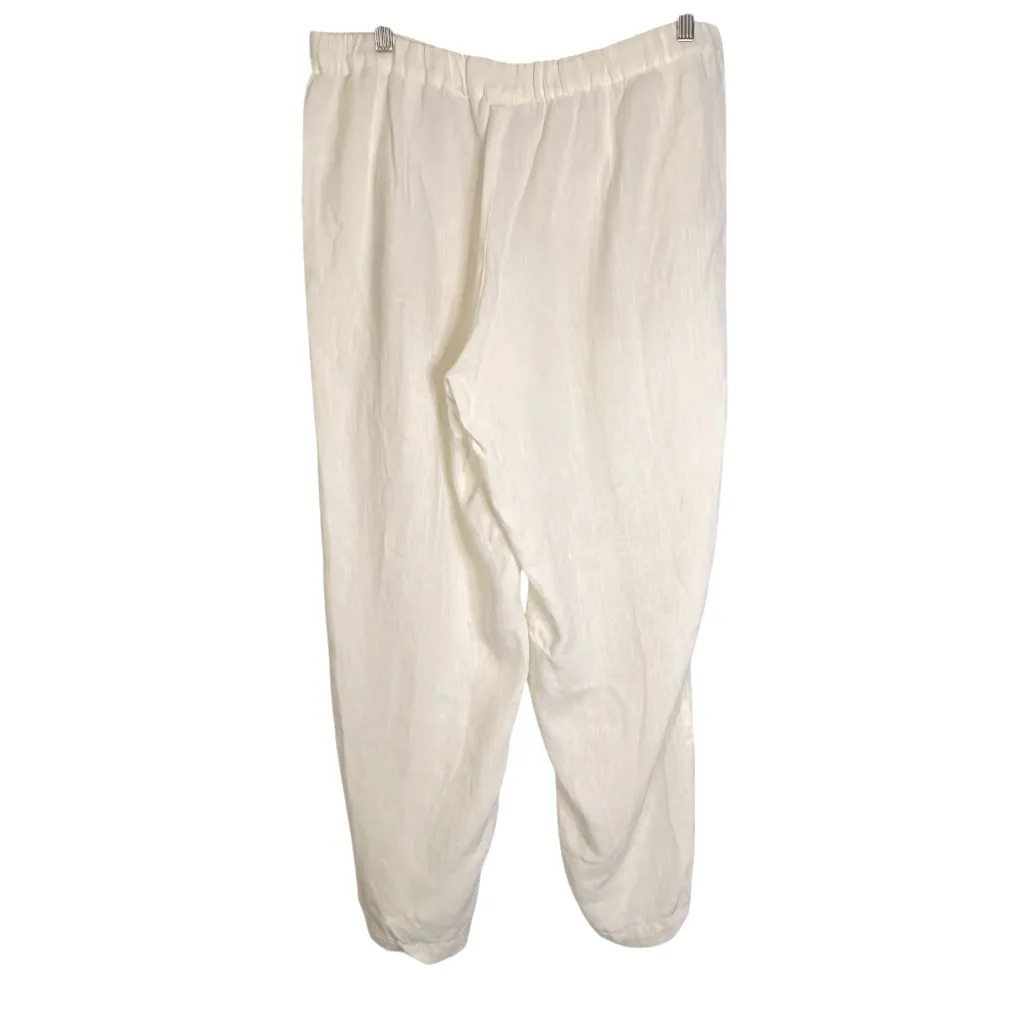 J. Jill Love Linen Ivory White Ankle Cropped Pants Drawstring Elastic Waist M‎ Size M - Image 5
