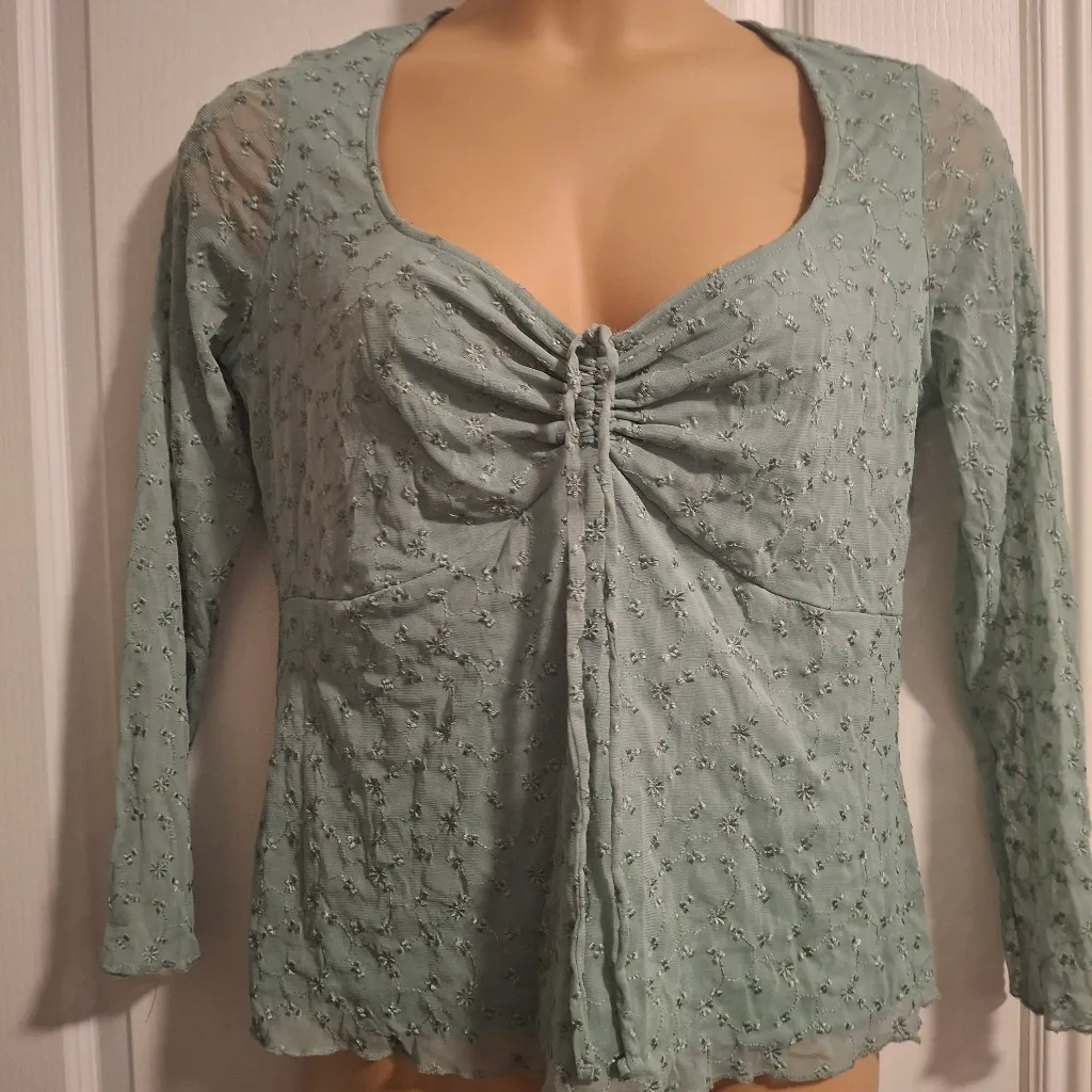 Torrid Sz 00 Green Floral Long Sleeve Top - Image 8