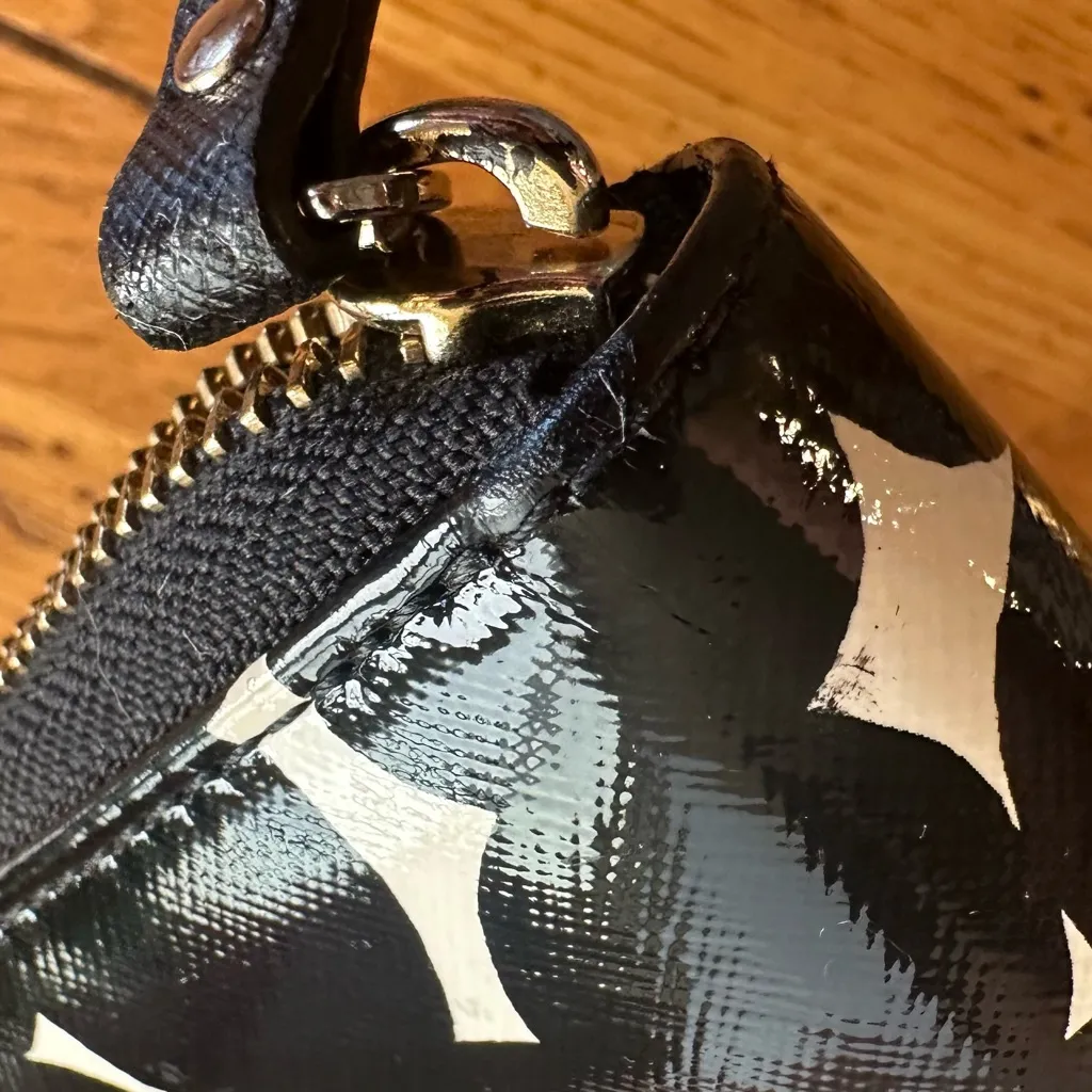 Kate Spade New York continental wallet black & white abstract polka dot pattern - Image 13