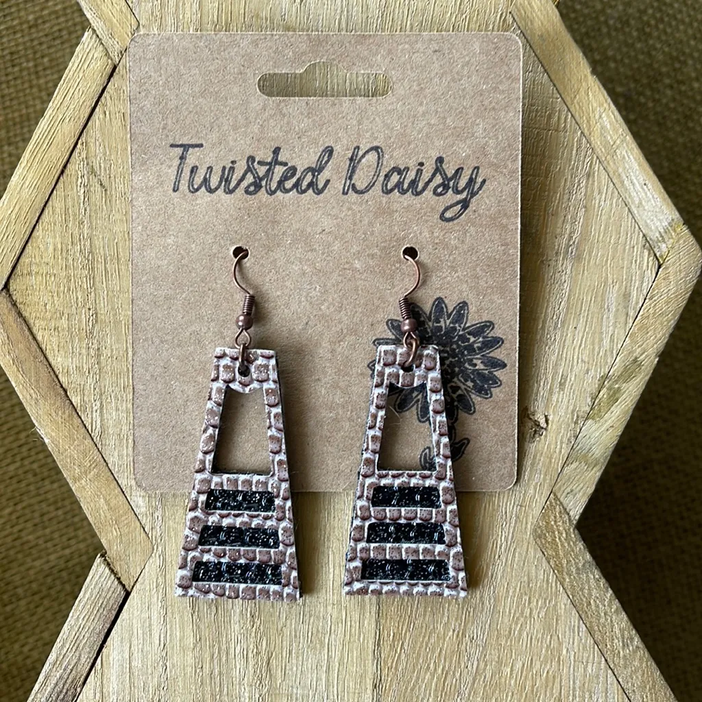 Faux Leather Brown & Black dragon earrings - Image 2