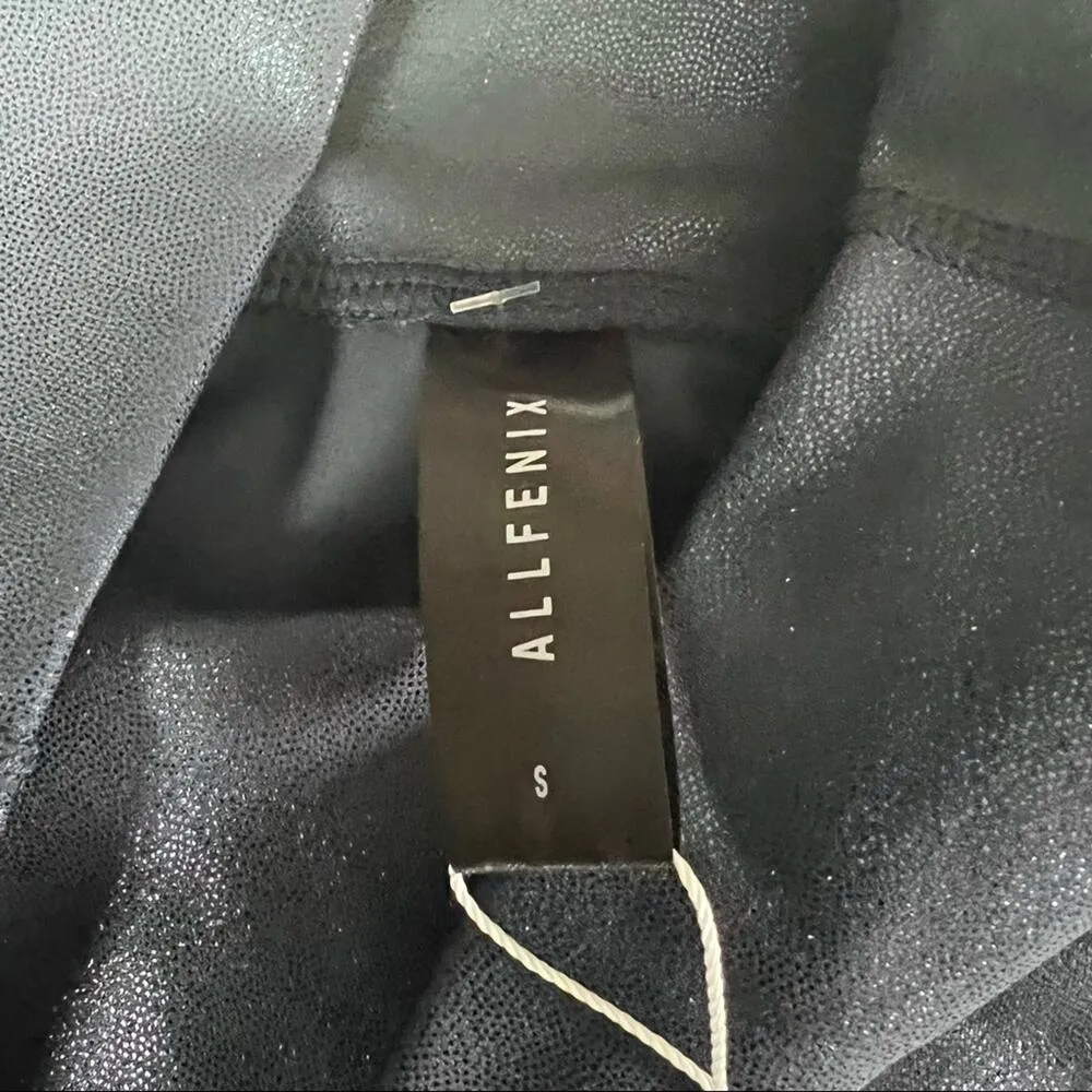 ALLFENIX Women Sporty Athletic Style Liquid Navy Shimmer 7/8 Legging Sz S Blue - Image 7