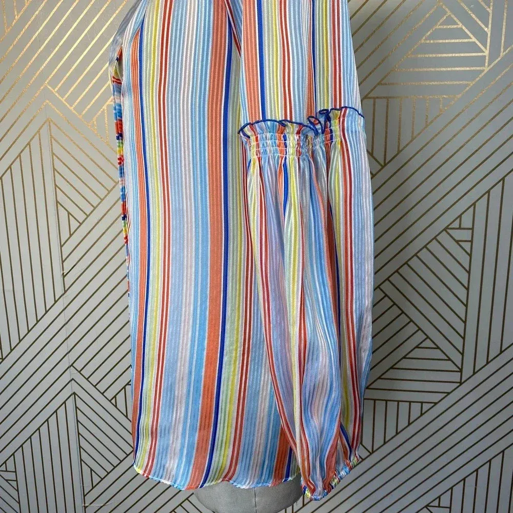 Tanya Taylor‎ Illa Silk Blouse Summer Stripe Print - Image 7