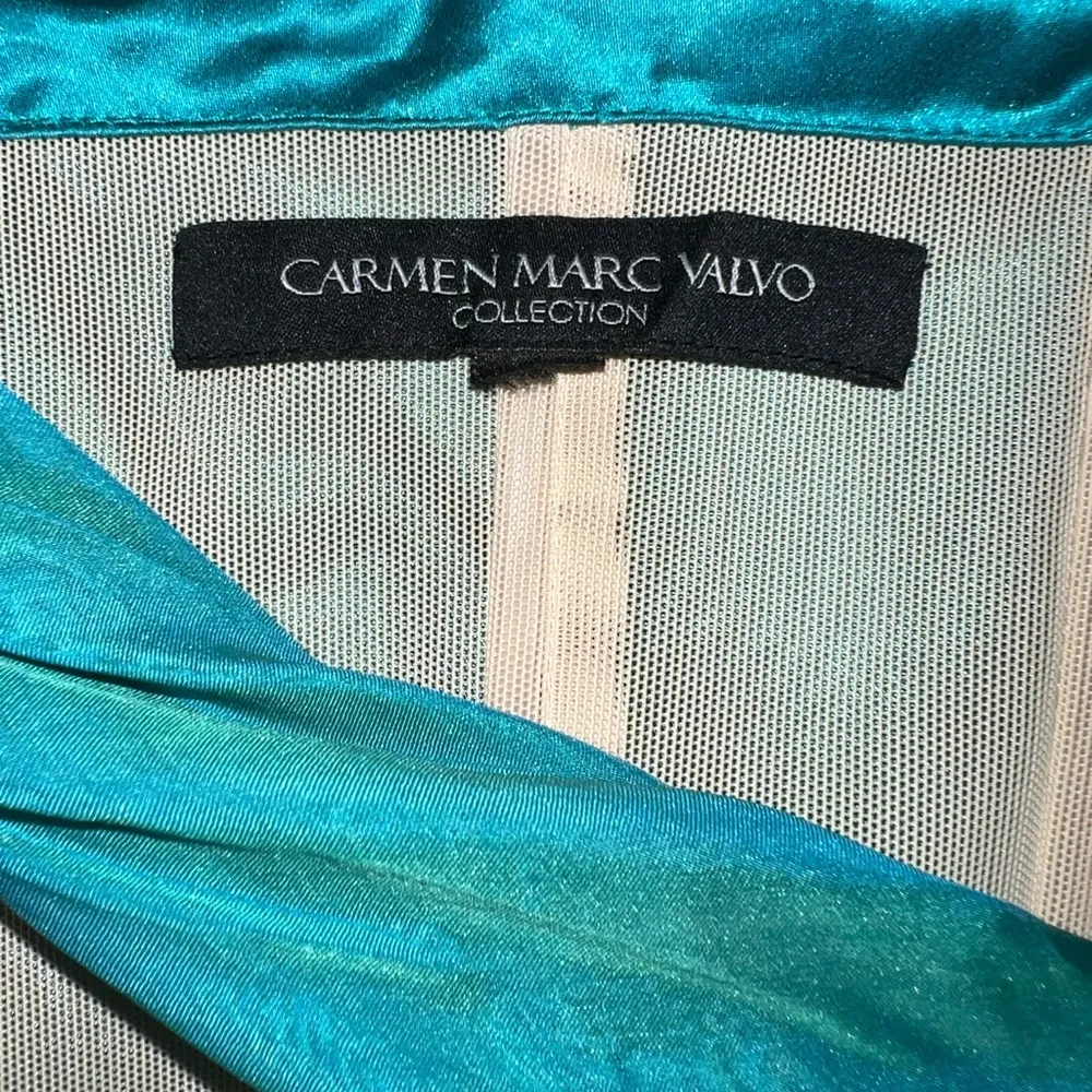 Gorgeous Carmen Marc Valvo Teal Silk Dress! - Image 5