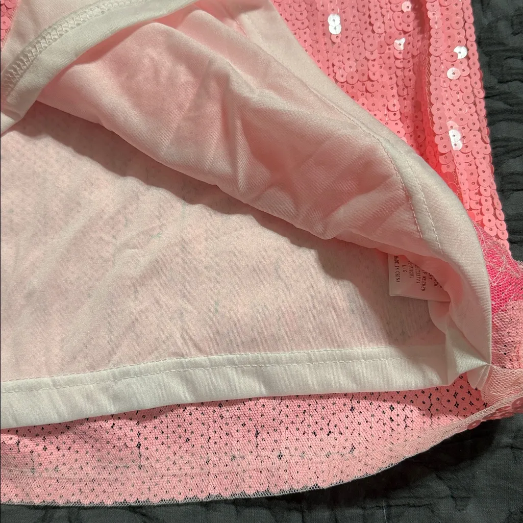 Mainstrip size large Western Nashville cowboy hat tunic top pink sequins flaw Silver - Image 9