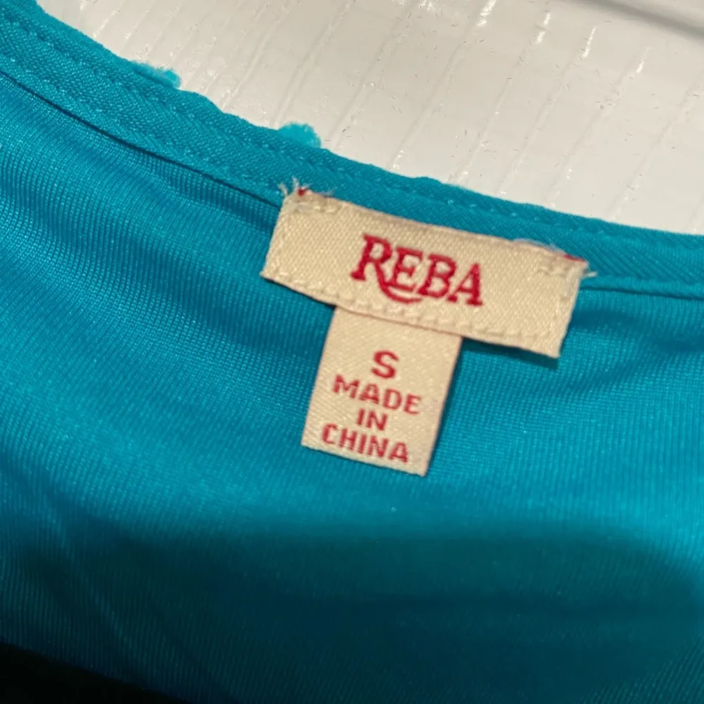 NWT Reba Size S Turquoise Swiss Dot Lace Sleeveless Midi Dress Asymmetrical Hem - Image 12