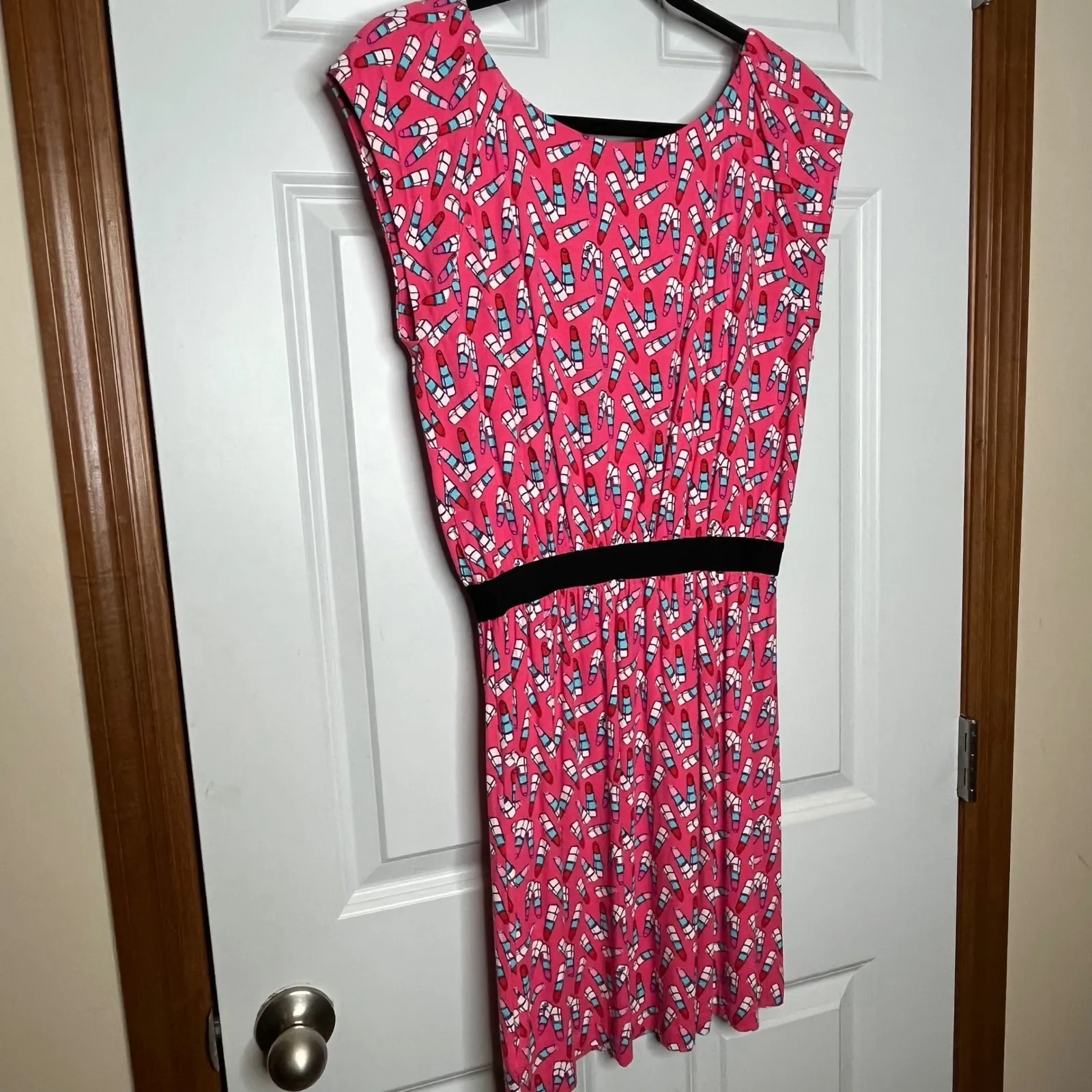 Lilly Pulitzer Laney Kissy Dress Size Medium Lipstick Pattern Pink Blue - Image 4