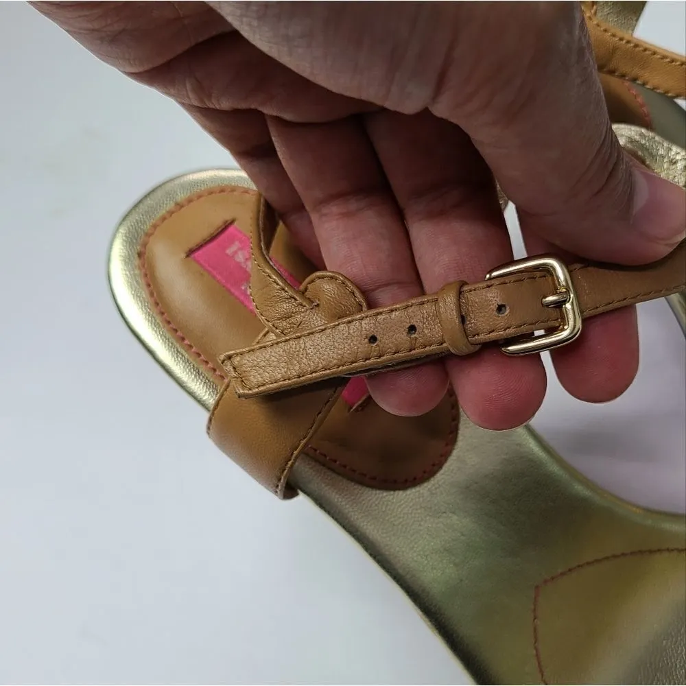 Isaac Mizrahi Isbelle Gold and Tan High Heel Sandals Size 9.5 - Image 10