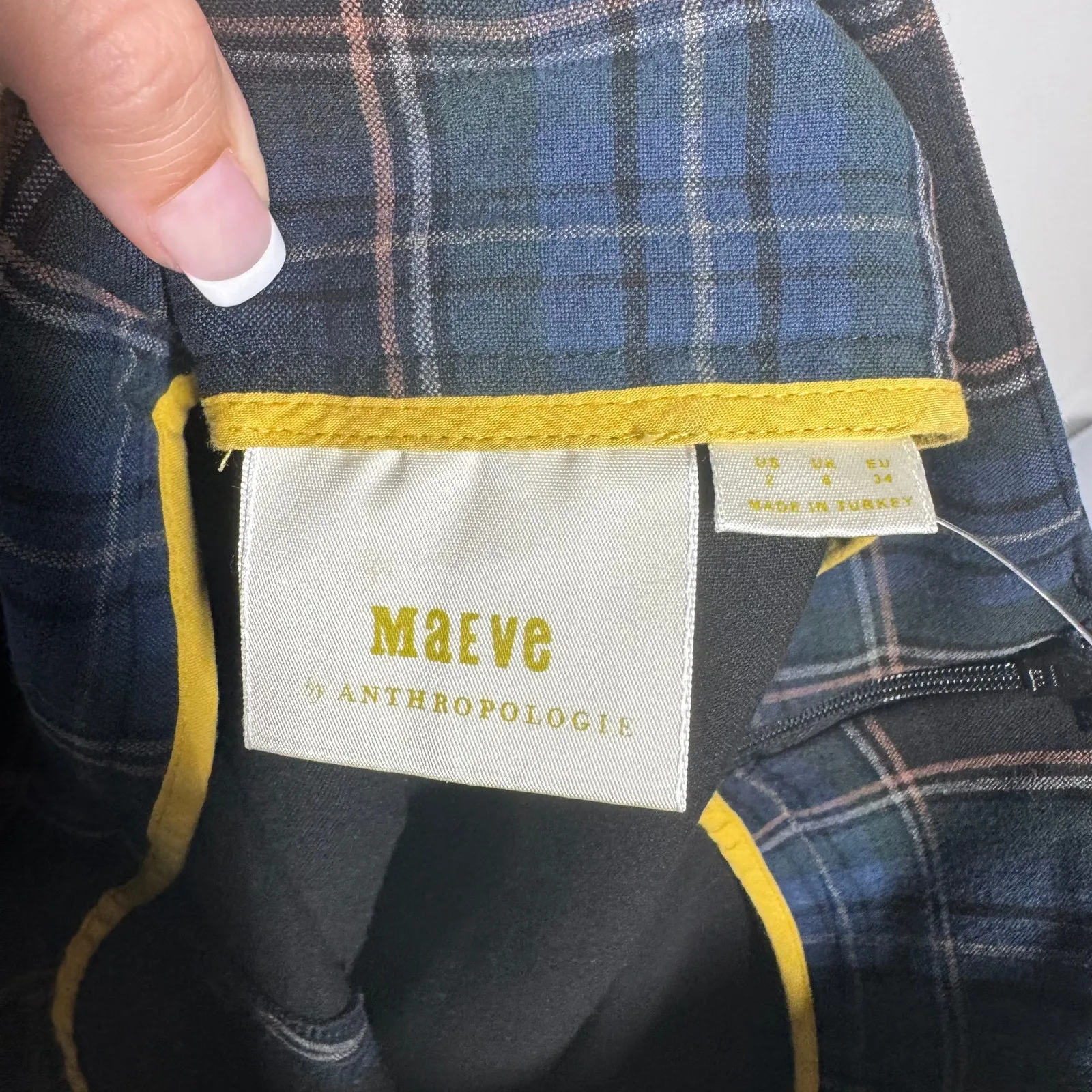 Anthropologie Maeve Skirt Women 2 Bernadette Plaid Pencil Dark Academia Punk - Image 5