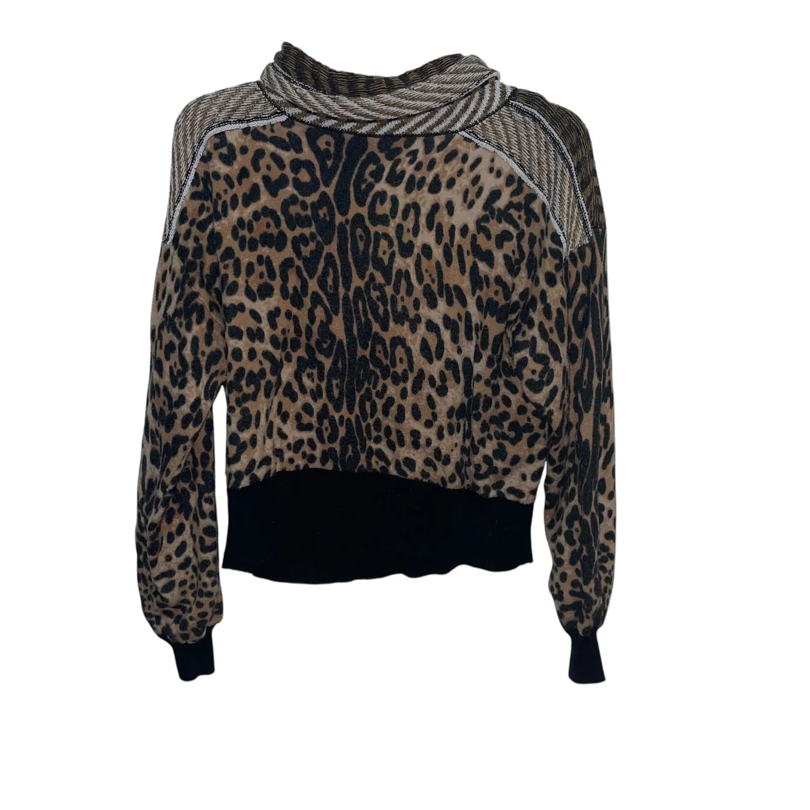 Gimmicks BKE Leopard Print Cowl Neck Dolman Sleeve Top Herringbone Trim XS‎ - Image 8