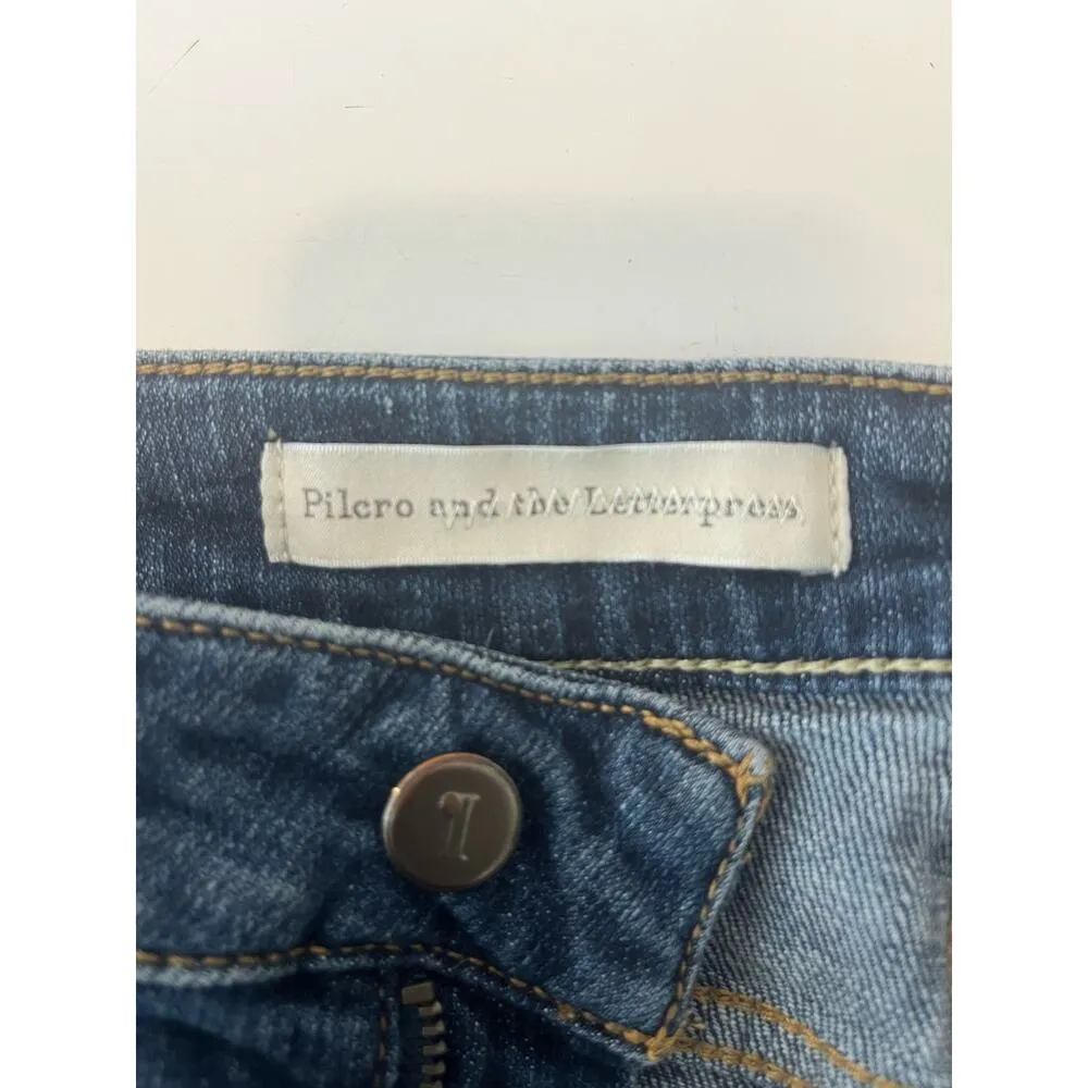 Pilcro and the Letterpress x Anthropologie Women's Script sz 28 Shorts 6” Inseam Blue - Image 6