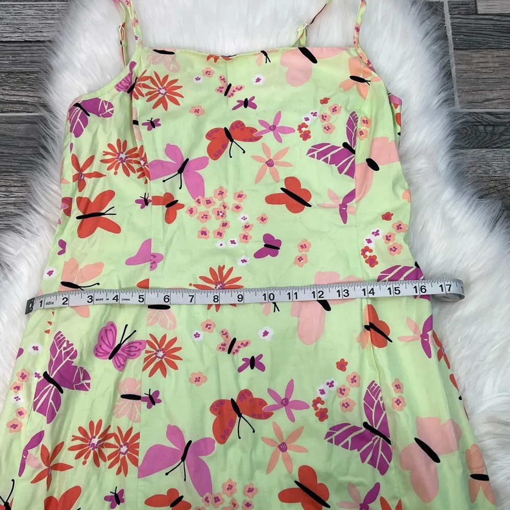Lilly Pulitzer Vintage White Label Demi Dress Bonjour Palm Green Butterfly Print - Image 7