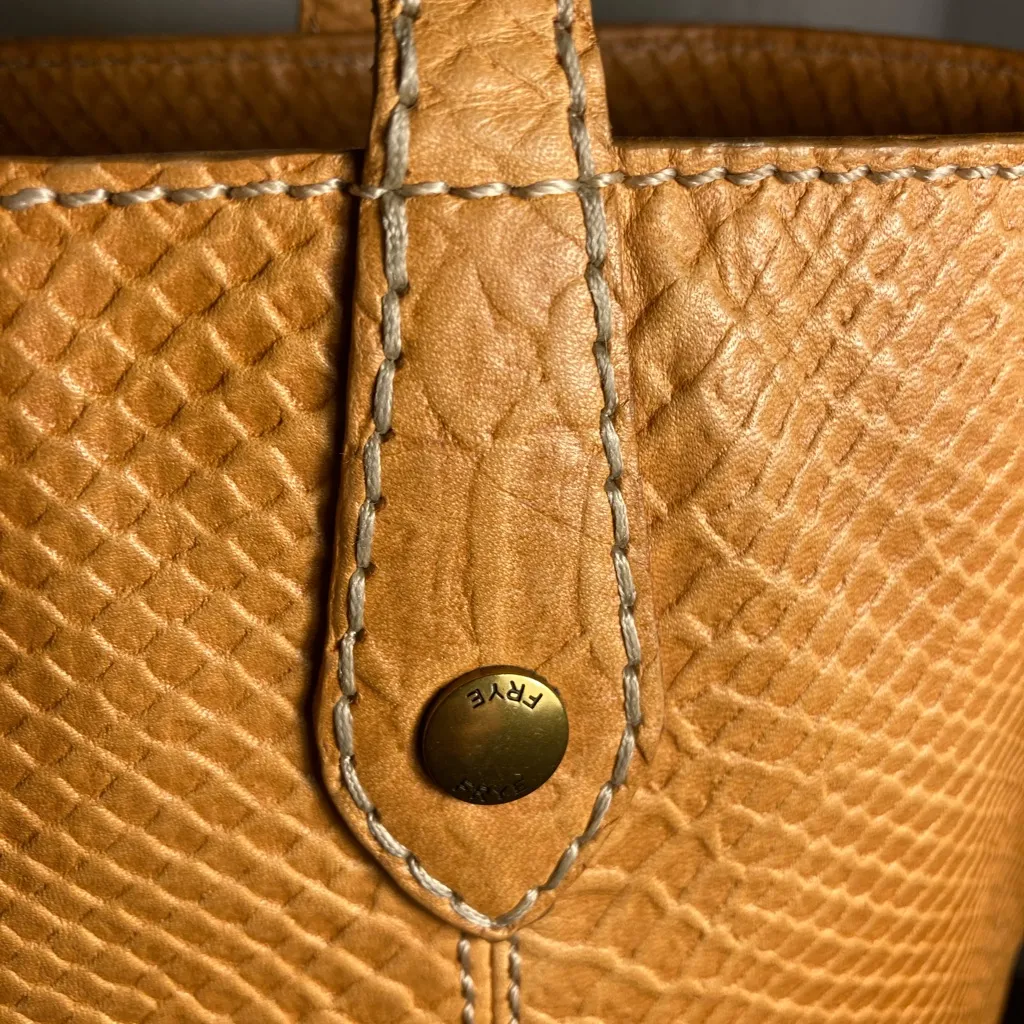 FRYE MELOSSA FLORAL MOC CROC Tan Leather Tote Bag - Image 5