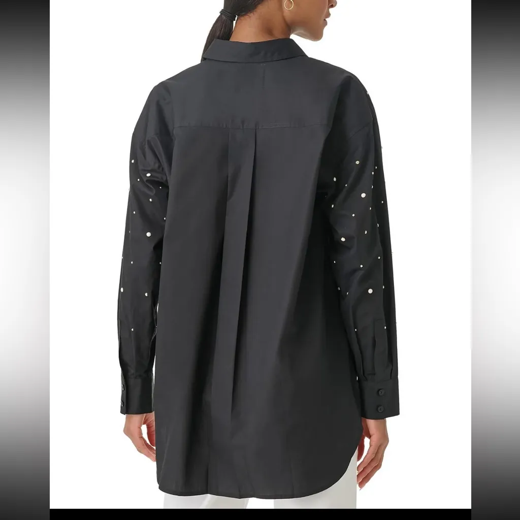 Karl Lagerfeld Black Button Down Shirt with White Dots - Image 3