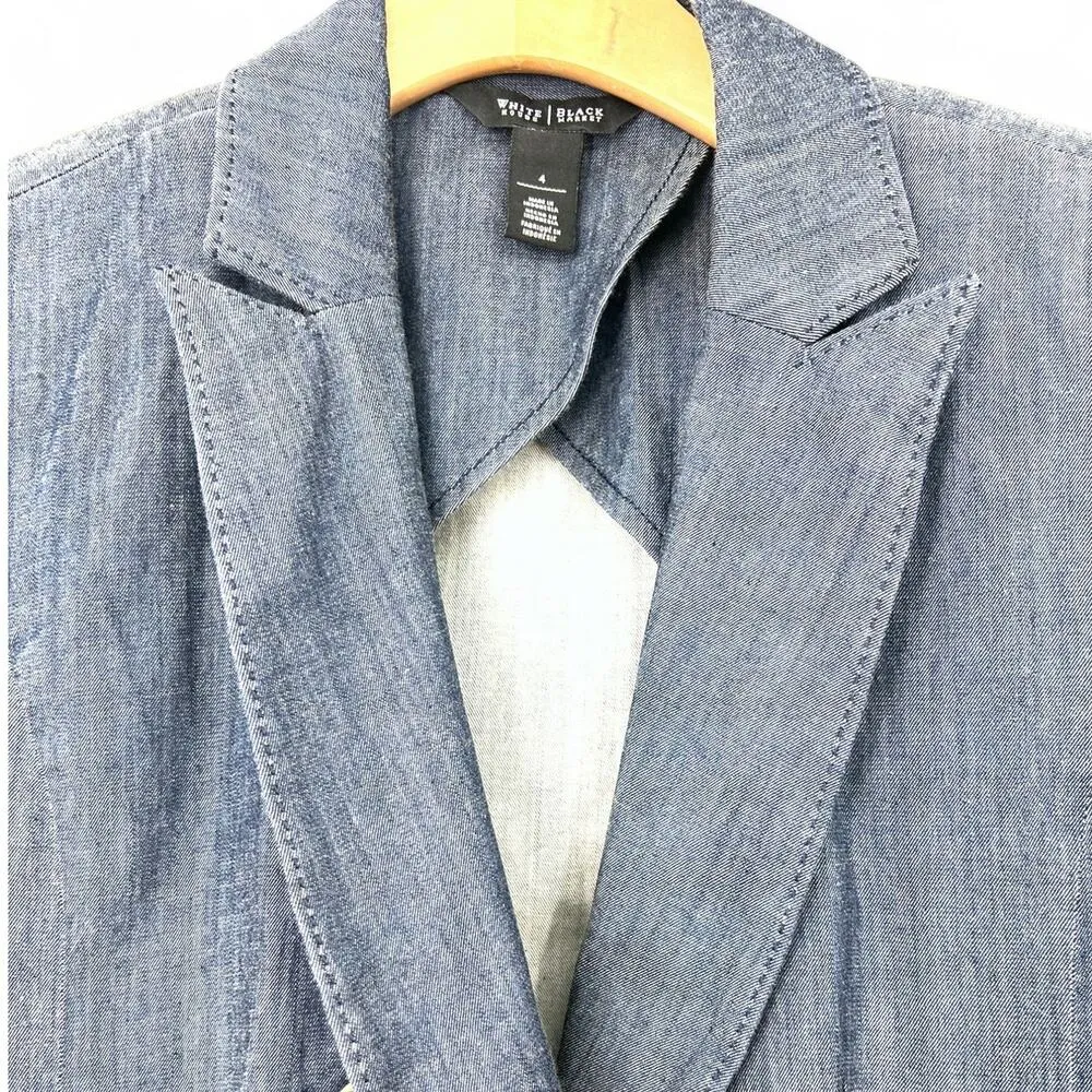 WHBM White House Black Market | 4 | Chambray Denim Jacket Double Breasted Blazer - Image 6