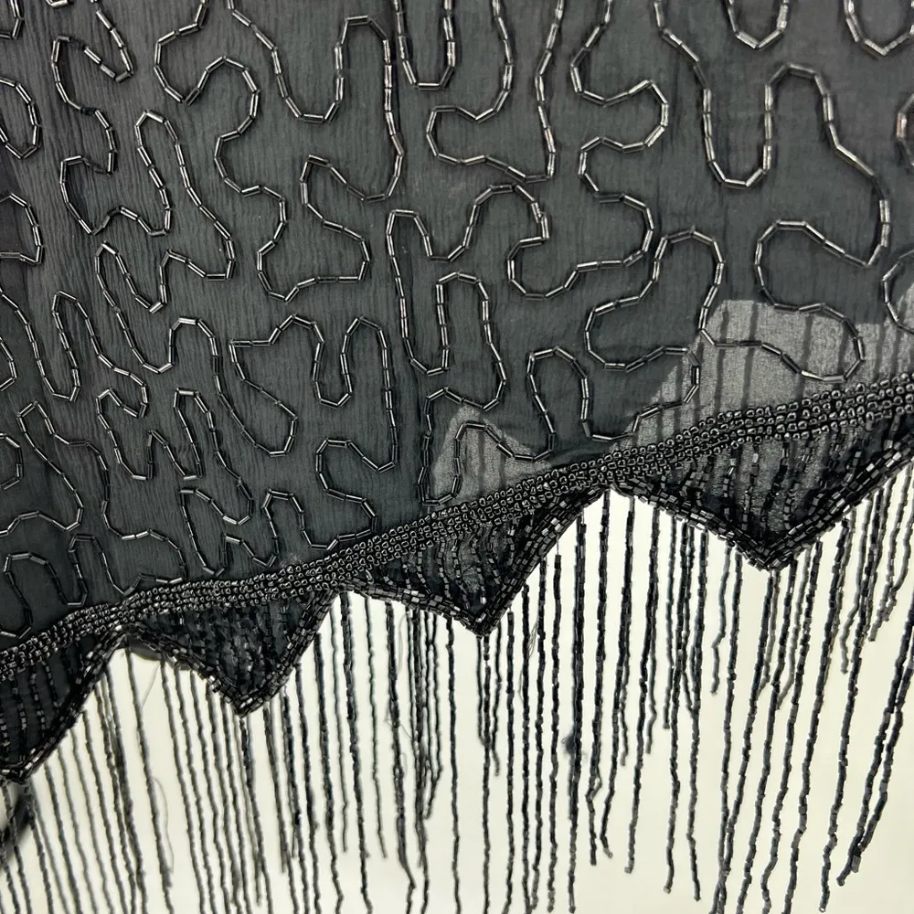 Scala beaded fringe silk dress formal cocktail party mother of the bride 2x Plus - Image 4