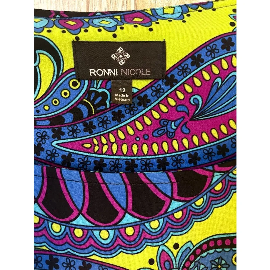 Ronnie Nicole Boho Paisley Print Dress Size 12 - Image 5