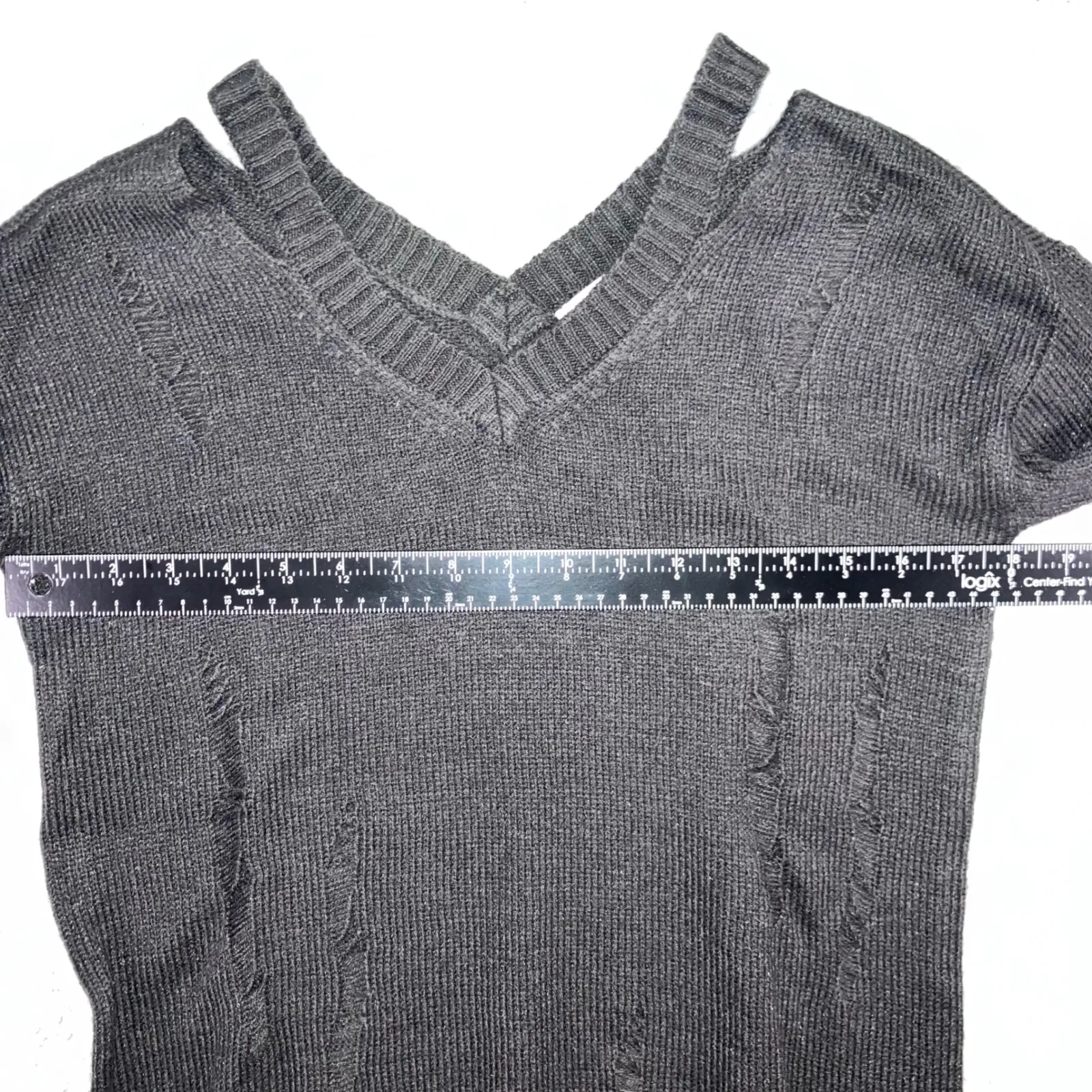 Vintage Sweater Women XS V Neck‎ Distressed Fairy Whimsigoth Witchy Peasant Y2K - Image 4