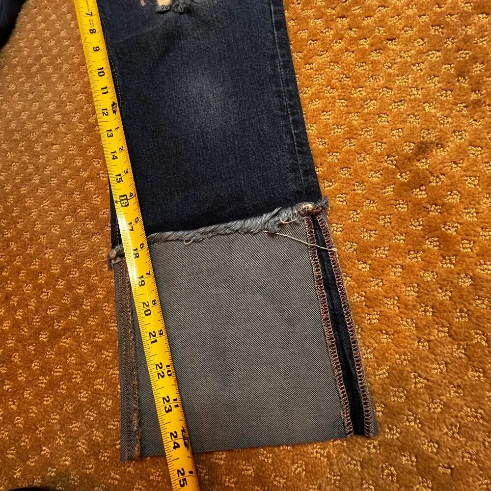 Rachel Roy Crop Wide Cuff Denim Stretchy Ankle Jeans Distressed SZ 29 Flattering Blue - Image 6