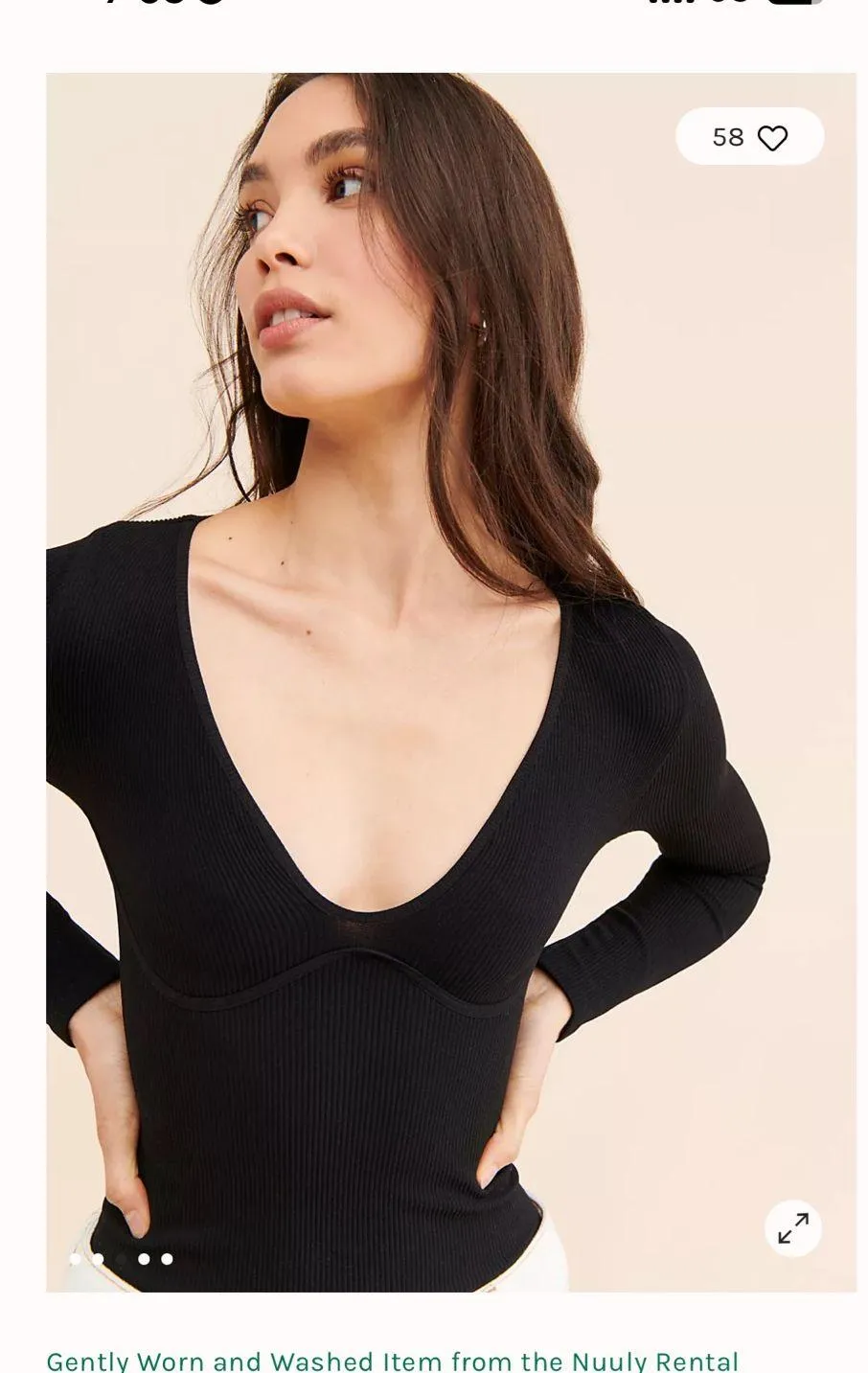 Meg Seamless Free People Bodysuit Long Sleeve V-Neck - Image 3