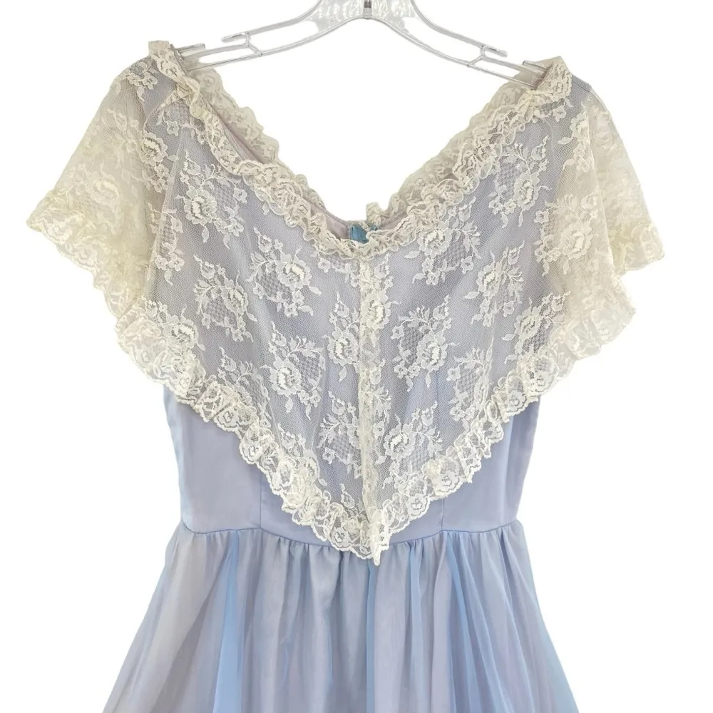 V i n t a g e Gowns By Andrea Of California 1970’s Dress Blue Size 12 - Image 4