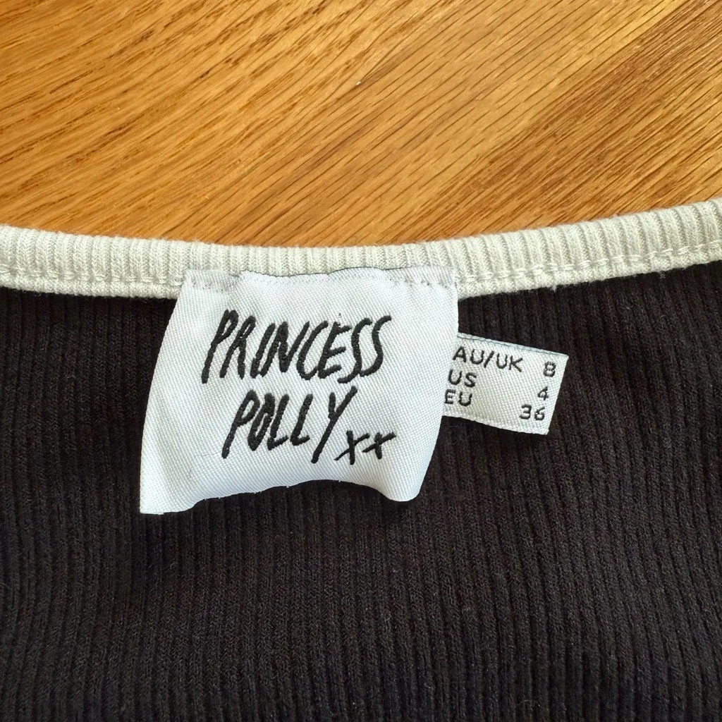 Princess Polly Black Crop Top with White Trim - Image 2