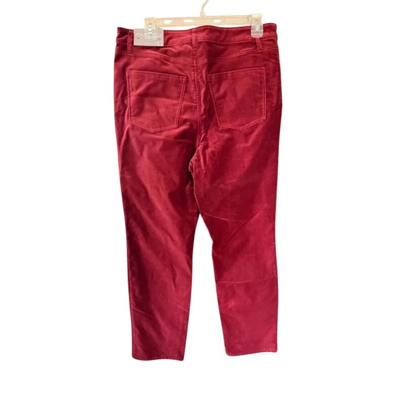 Soft Surroundings Blakely Velveteen Pants Cabernet Red Size 12 Straight Leg - Image 4