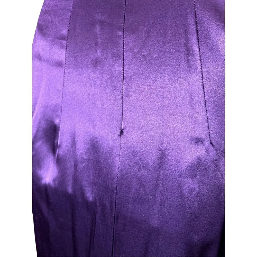 Vintage Jessica‎ McClintock Gunne Sax Purple Satin Beaded Halter Gown Size 7/8 - Image 9