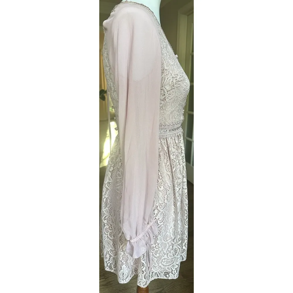 Topshop Lace Detail Mini Tie Dress Women's Size 4 - Image 8