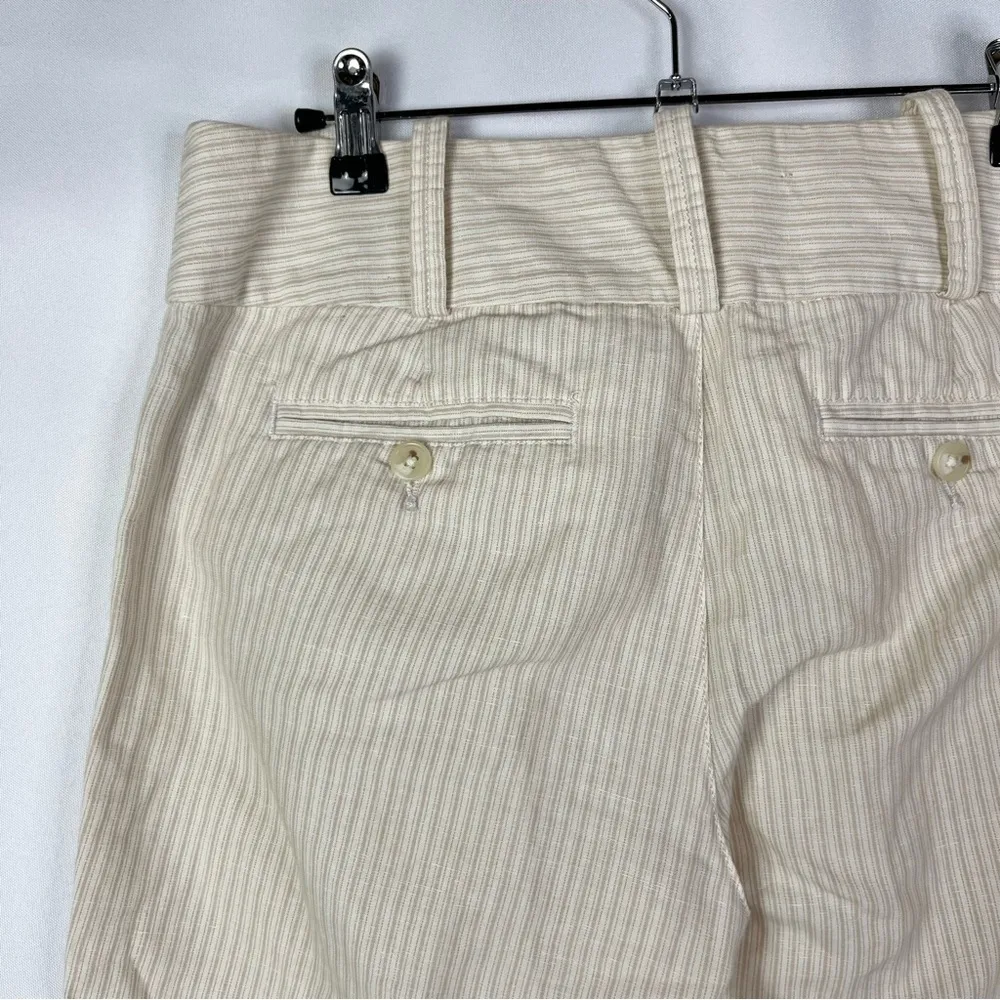 Banana Republic Beige & Cream Y2K Stripe Linen Wide Leg Trouser Pants 4 - Image 4