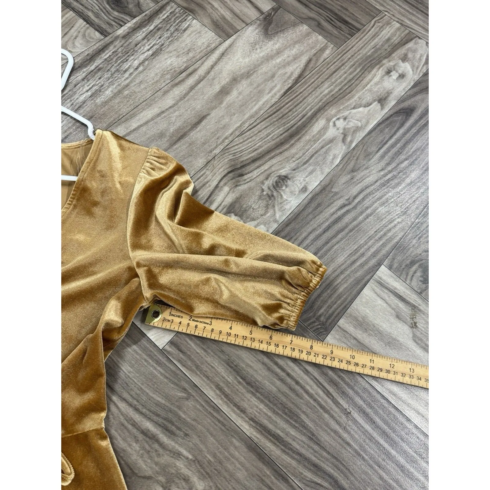 BEBOP Womens Gold Golden Velvet Puff Sleeve Mini Dress Size M Fairy Whimsigoth - Image 5